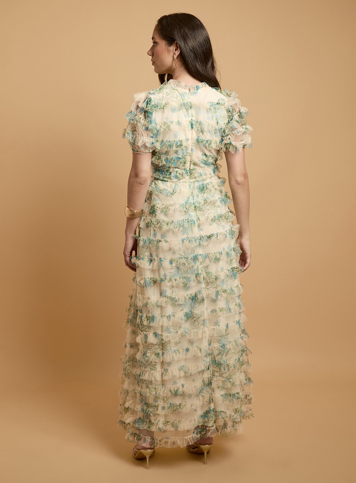 OASIS Trailing Bloom Tiered Mesh Maxi Dress 6 - Image 3 thumbnail